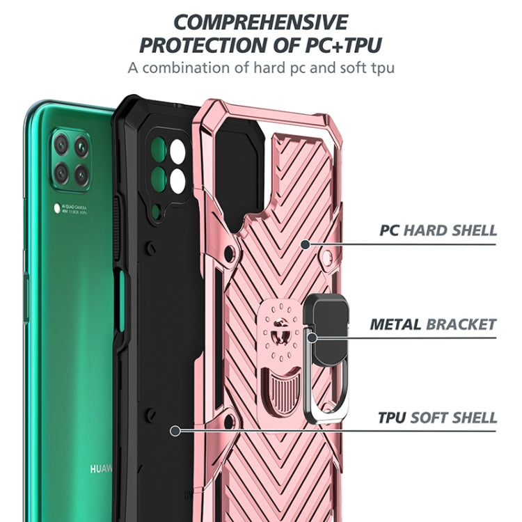 For Huawei P40 lite Cool Armor PC + TPU Shockproof Case with 360 Degree Rotation Ring Holder