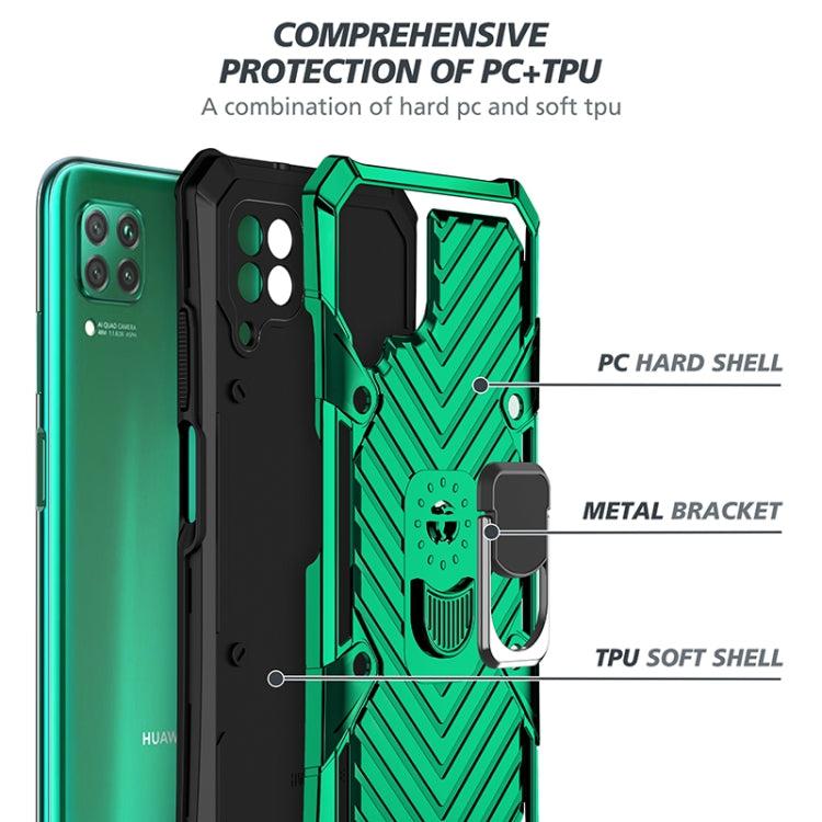 For Huawei P40 lite Cool Armor PC + TPU Shockproof Case with 360 Degree Rotation Ring Holder