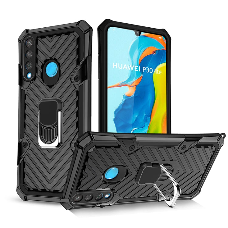 For Huawei P30 lite Cool Armor PC + TPU Shockproof Case with 360 Degree Rotation Ring Holder