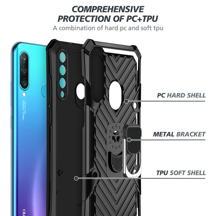 For Huawei P30 lite Cool Armor PC + TPU Shockproof Case with 360 Degree Rotation Ring Holder