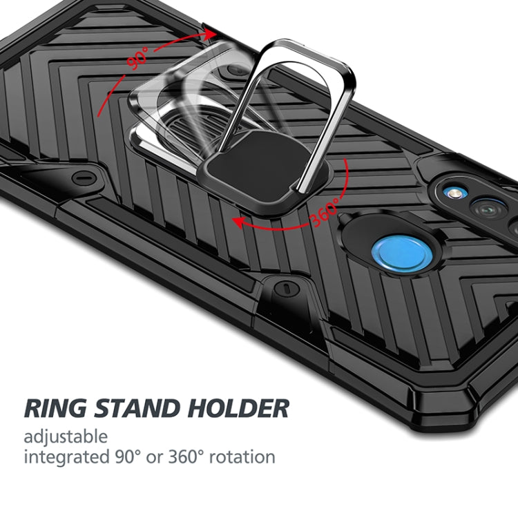 For Huawei P30 lite Cool Armor PC + TPU Shockproof Case with 360 Degree Rotation Ring Holder