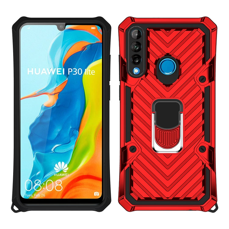 For Huawei P30 lite Cool Armor PC + TPU Shockproof Case with 360 Degree Rotation Ring Holder