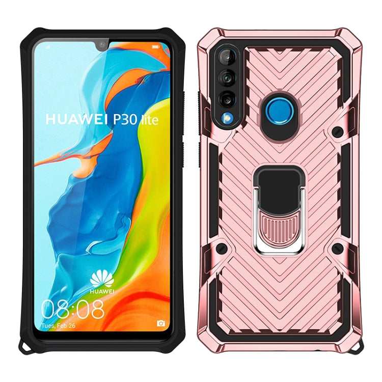 For Huawei P30 lite Cool Armor PC + TPU Shockproof Case with 360 Degree Rotation Ring Holder