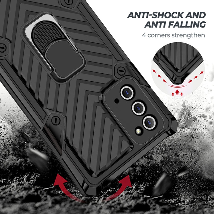 For Samsung Galaxy Note20 Cool Armor PC + TPU Shockproof Case with 360 Degree Rotation Ring Holder
