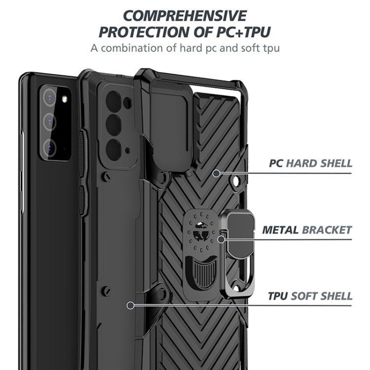 For Samsung Galaxy Note20 Cool Armor PC + TPU Shockproof Case with 360 Degree Rotation Ring Holder