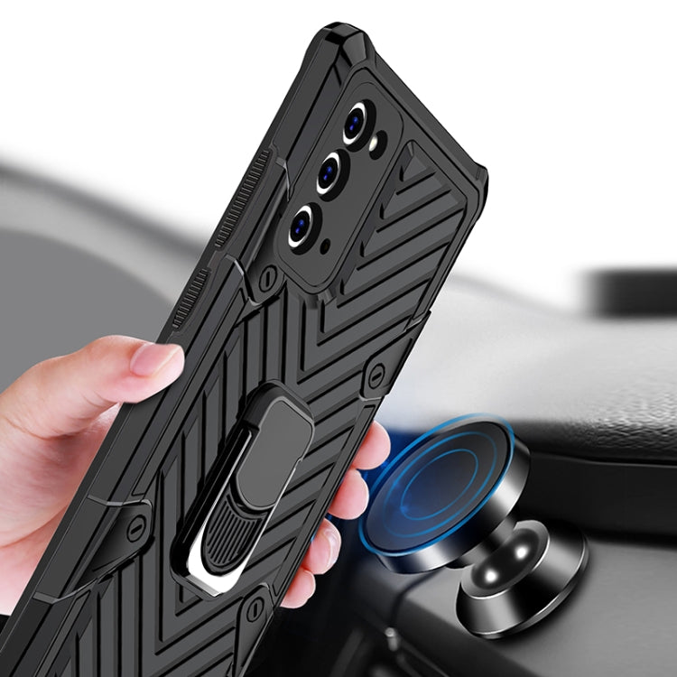 For Samsung Galaxy Note20 Cool Armor PC + TPU Shockproof Case with 360 Degree Rotation Ring Holder