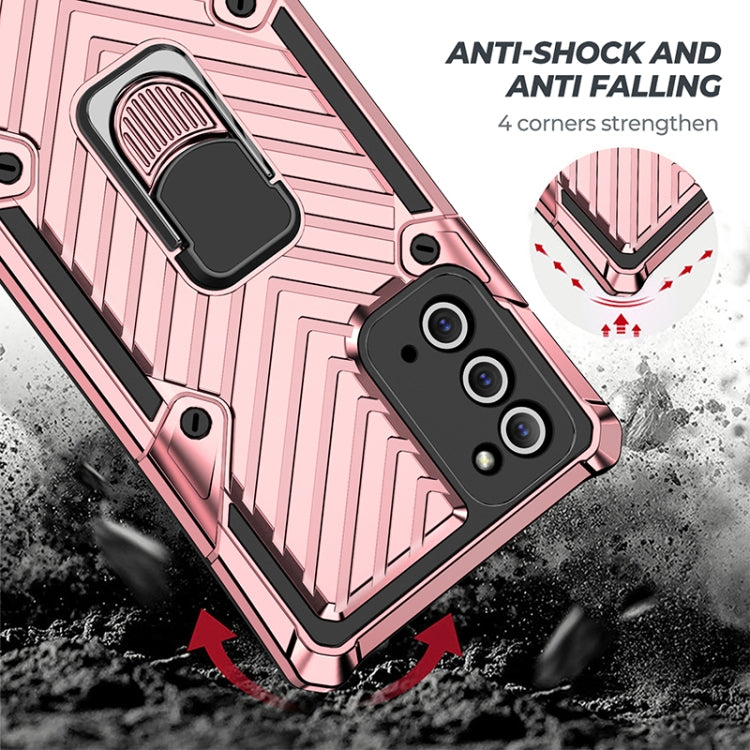 For Samsung Galaxy Note20 Ultra Cool Armor PC + TPU Shockproof Case with 360 Degree Rotation Ring Holder