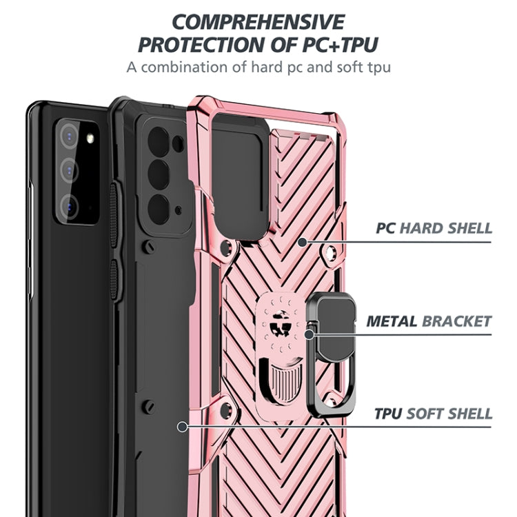 For Samsung Galaxy Note20 Ultra Cool Armor PC + TPU Shockproof Case with 360 Degree Rotation Ring Holder