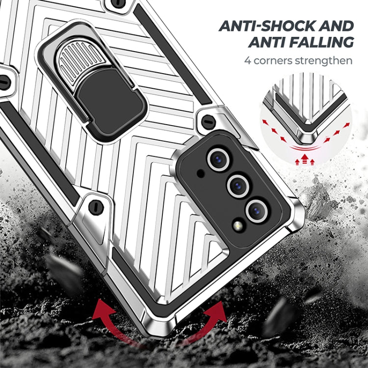 For Samsung Galaxy Note20 Ultra Cool Armor PC + TPU Shockproof Case with 360 Degree Rotation Ring Holder
