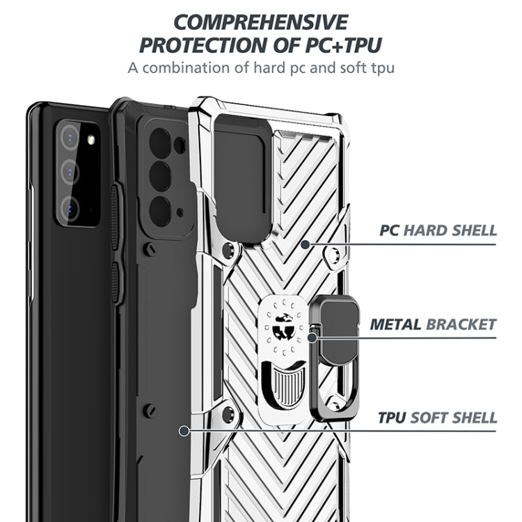 For Samsung Galaxy Note20 Ultra Cool Armor PC + TPU Shockproof Case with 360 Degree Rotation Ring Holder