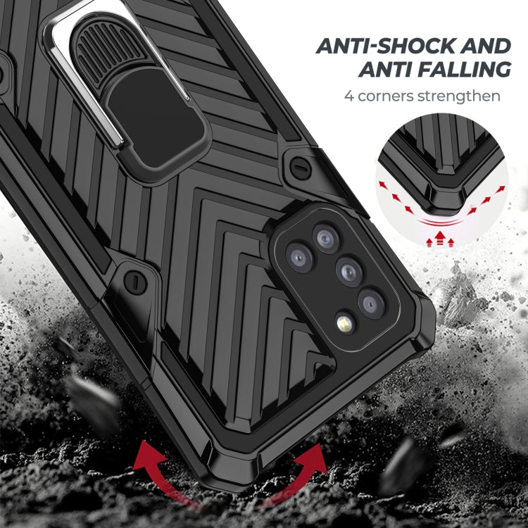 For Samsung Galaxy A31 Cool Armor PC + TPU Shockproof Case with 360 Degree Rotation Ring Holder