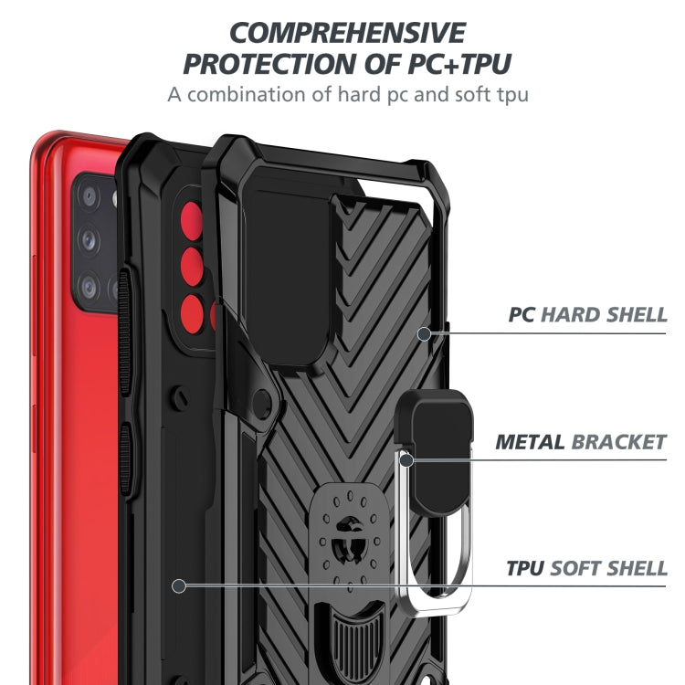 For Samsung Galaxy A31 Cool Armor PC + TPU Shockproof Case with 360 Degree Rotation Ring Holder