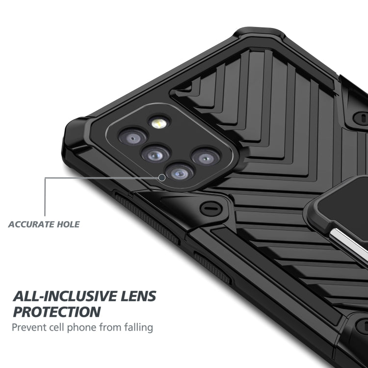 For Samsung Galaxy A31 Cool Armor PC + TPU Shockproof Case with 360 Degree Rotation Ring Holder