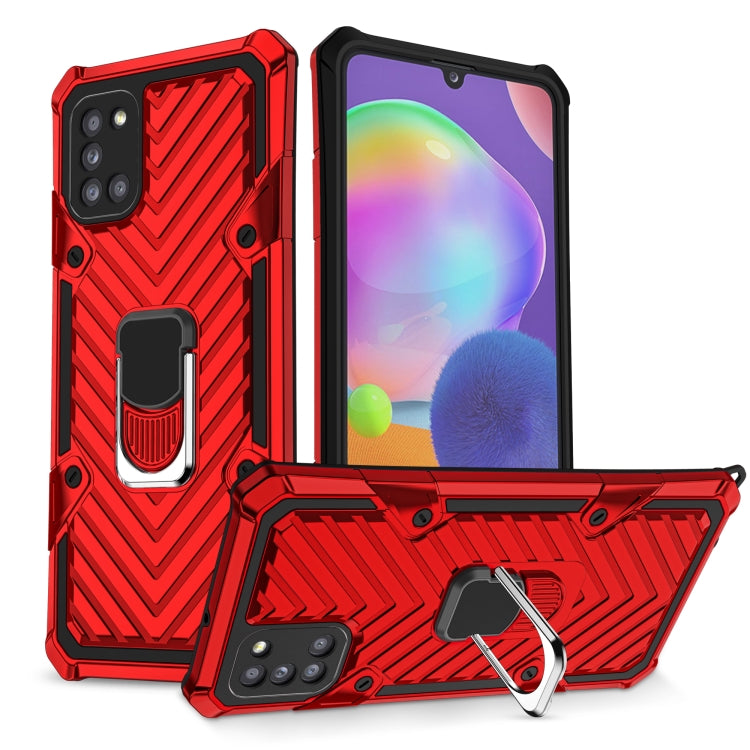 For Samsung Galaxy A31 Cool Armor PC + TPU Shockproof Case with 360 Degree Rotation Ring Holder