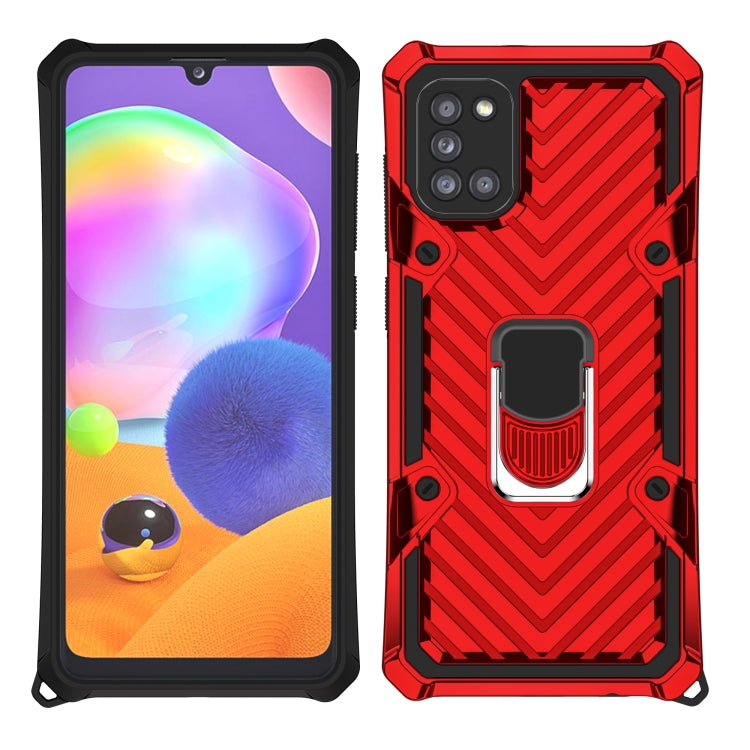 For Samsung Galaxy A31 Cool Armor PC + TPU Shockproof Case with 360 Degree Rotation Ring Holder