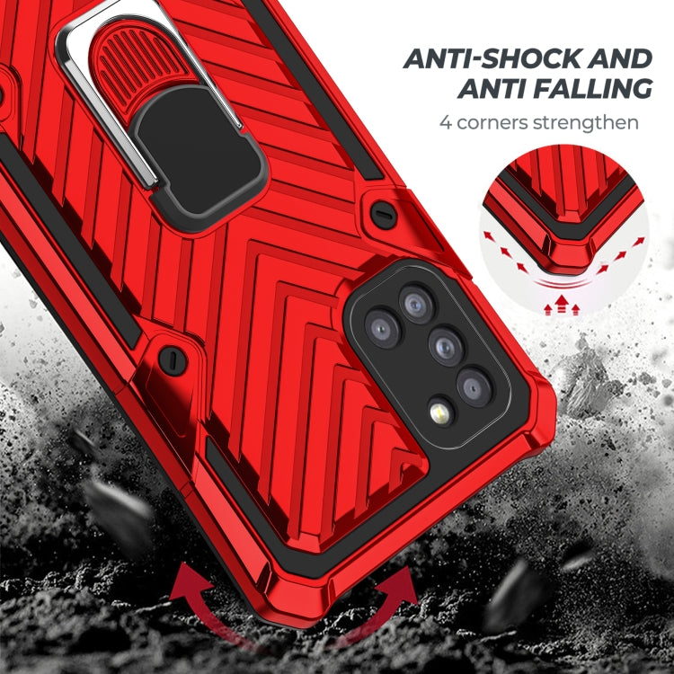 For Samsung Galaxy A31 Cool Armor PC + TPU Shockproof Case with 360 Degree Rotation Ring Holder