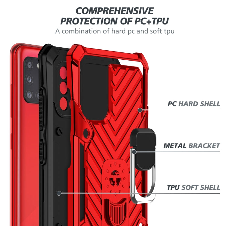 For Samsung Galaxy A31 Cool Armor PC + TPU Shockproof Case with 360 Degree Rotation Ring Holder