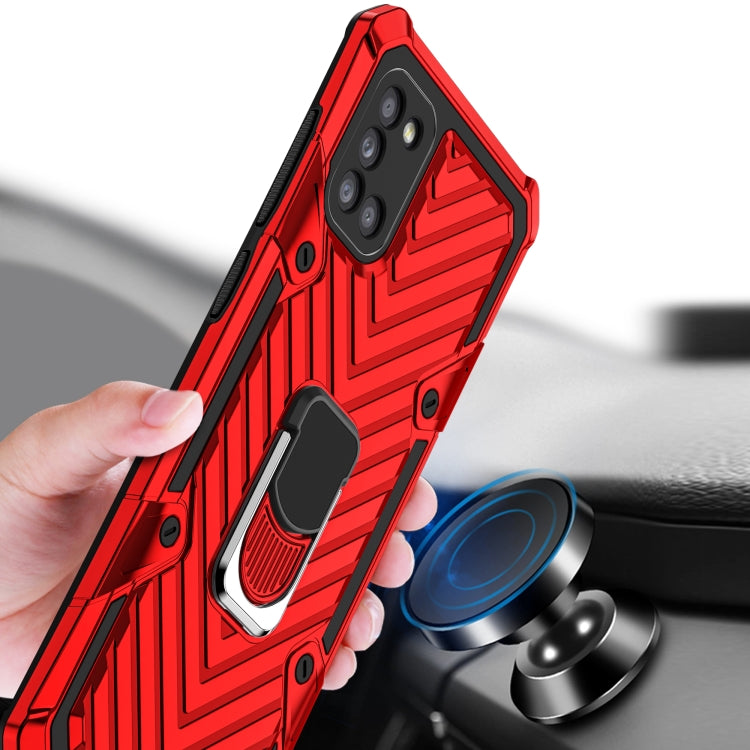 For Samsung Galaxy A31 Cool Armor PC + TPU Shockproof Case with 360 Degree Rotation Ring Holder