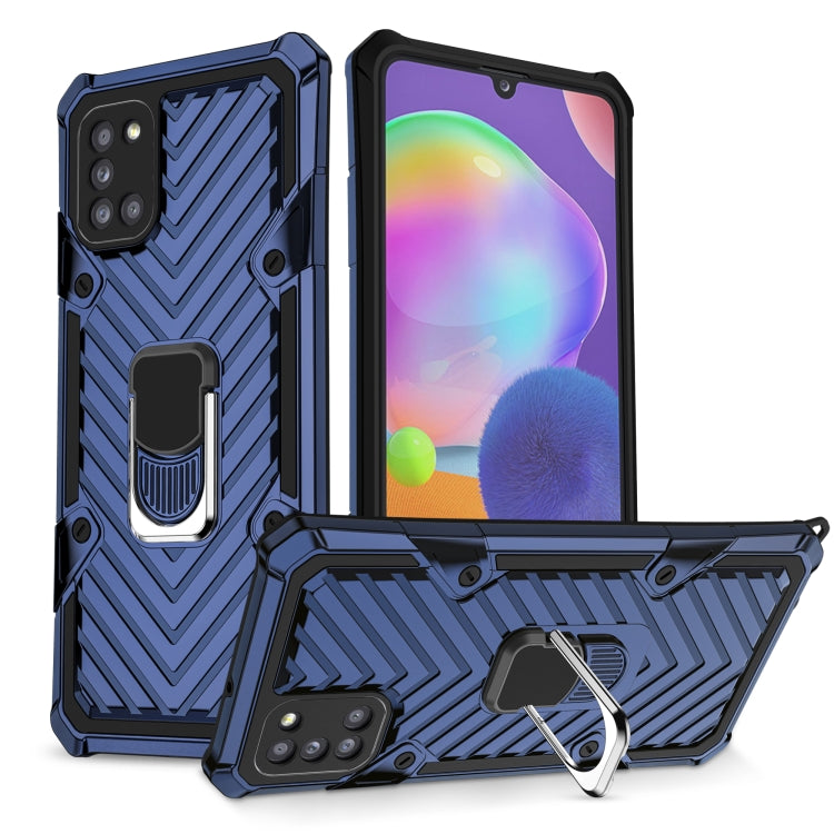 For Samsung Galaxy A31 Cool Armor PC + TPU Shockproof Case with 360 Degree Rotation Ring Holder