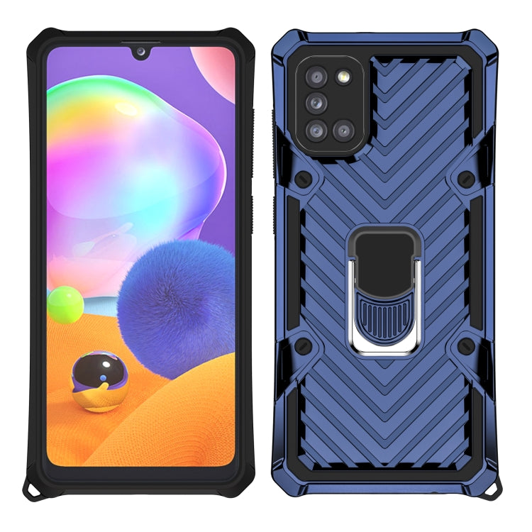 For Samsung Galaxy A31 Cool Armor PC + TPU Shockproof Case with 360 Degree Rotation Ring Holder
