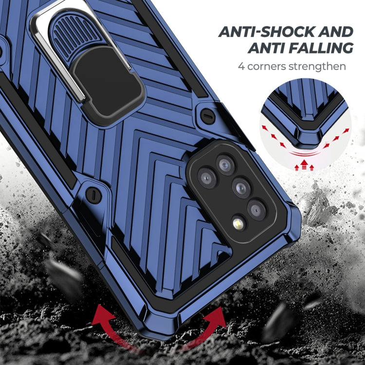 For Samsung Galaxy A31 Cool Armor PC + TPU Shockproof Case with 360 Degree Rotation Ring Holder