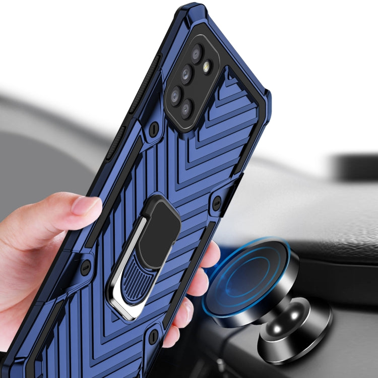 For Samsung Galaxy A31 Cool Armor PC + TPU Shockproof Case with 360 Degree Rotation Ring Holder
