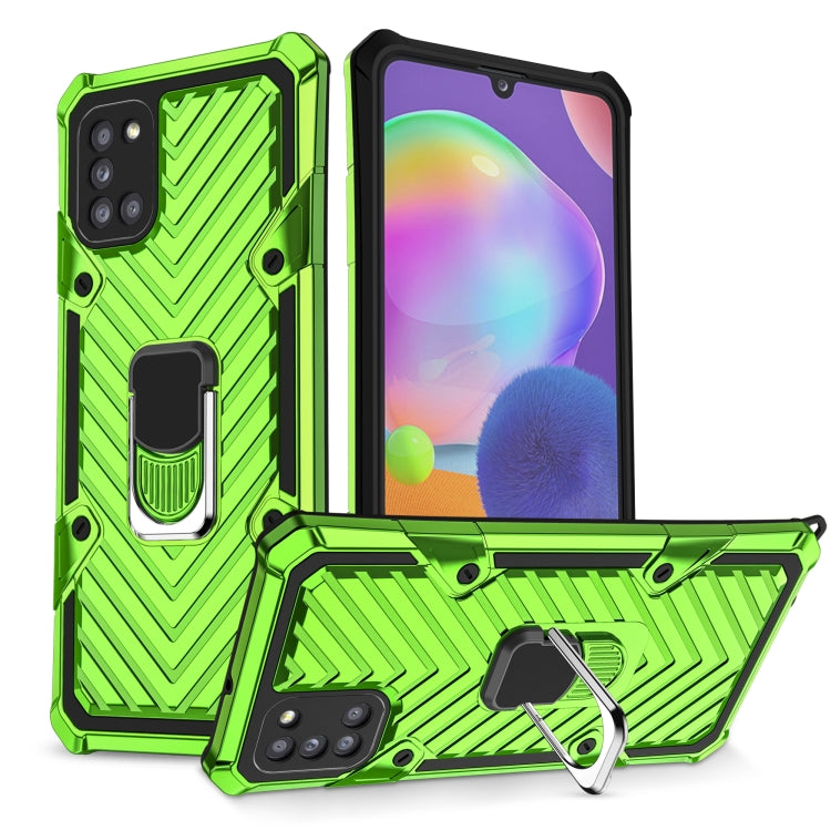 For Samsung Galaxy A31 Cool Armor PC + TPU Shockproof Case with 360 Degree Rotation Ring Holder