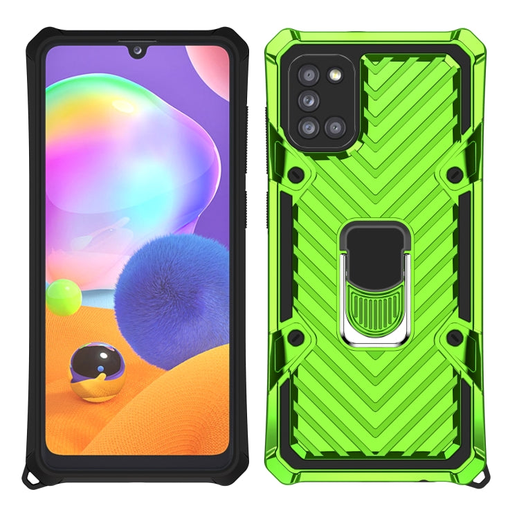 For Samsung Galaxy A31 Cool Armor PC + TPU Shockproof Case with 360 Degree Rotation Ring Holder