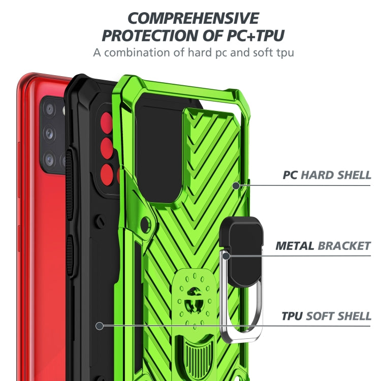 For Samsung Galaxy A31 Cool Armor PC + TPU Shockproof Case with 360 Degree Rotation Ring Holder