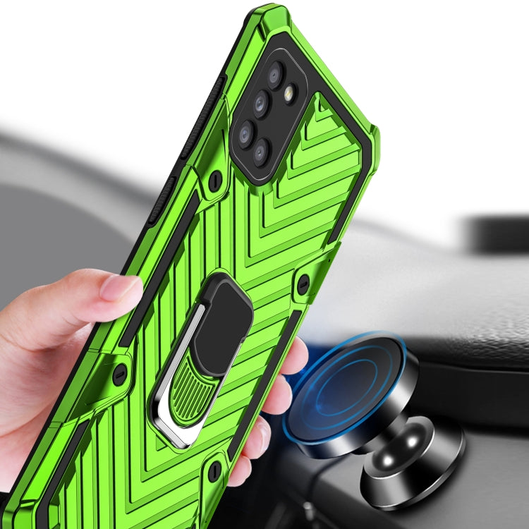 For Samsung Galaxy A31 Cool Armor PC + TPU Shockproof Case with 360 Degree Rotation Ring Holder
