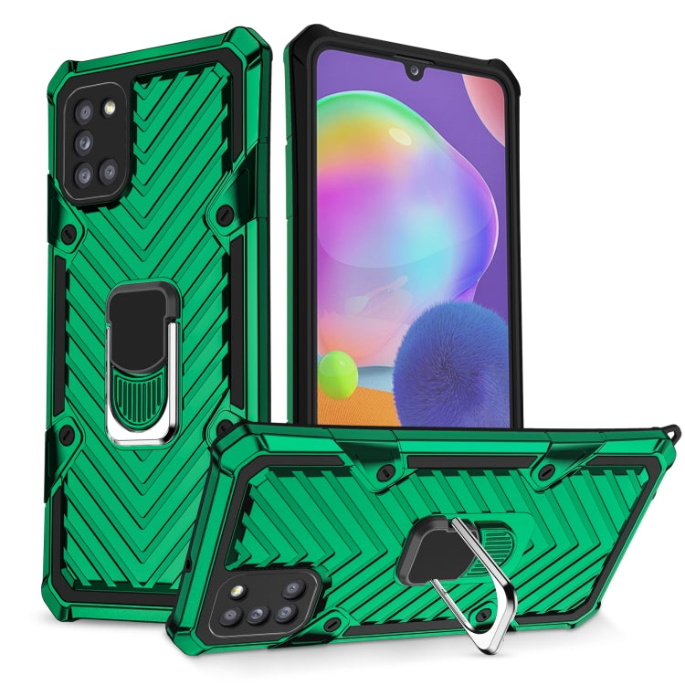 For Samsung Galaxy A31 Cool Armor PC + TPU Shockproof Case with 360 Degree Rotation Ring Holder