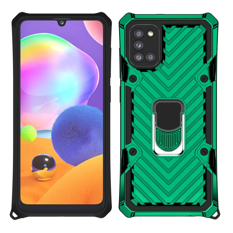 For Samsung Galaxy A31 Cool Armor PC + TPU Shockproof Case with 360 Degree Rotation Ring Holder