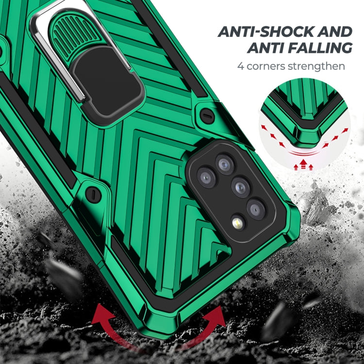 For Samsung Galaxy A31 Cool Armor PC + TPU Shockproof Case with 360 Degree Rotation Ring Holder