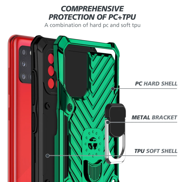 For Samsung Galaxy A31 Cool Armor PC + TPU Shockproof Case with 360 Degree Rotation Ring Holder