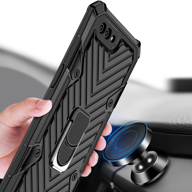 For OPPO A3s / A5 (AX5) Cool Armor PC + TPU Shockproof Case with 360 Degree Rotation Ring Holder