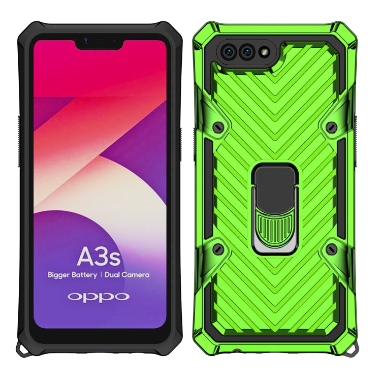 For OPPO A3s / A5 (AX5) Cool Armor PC + TPU Shockproof Case with 360 Degree Rotation Ring Holder