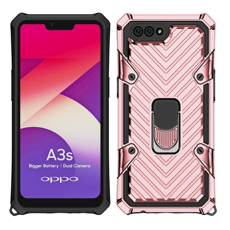 For OPPO A3s / A5 (AX5) Cool Armor PC + TPU Shockproof Case with 360 Degree Rotation Ring Holder