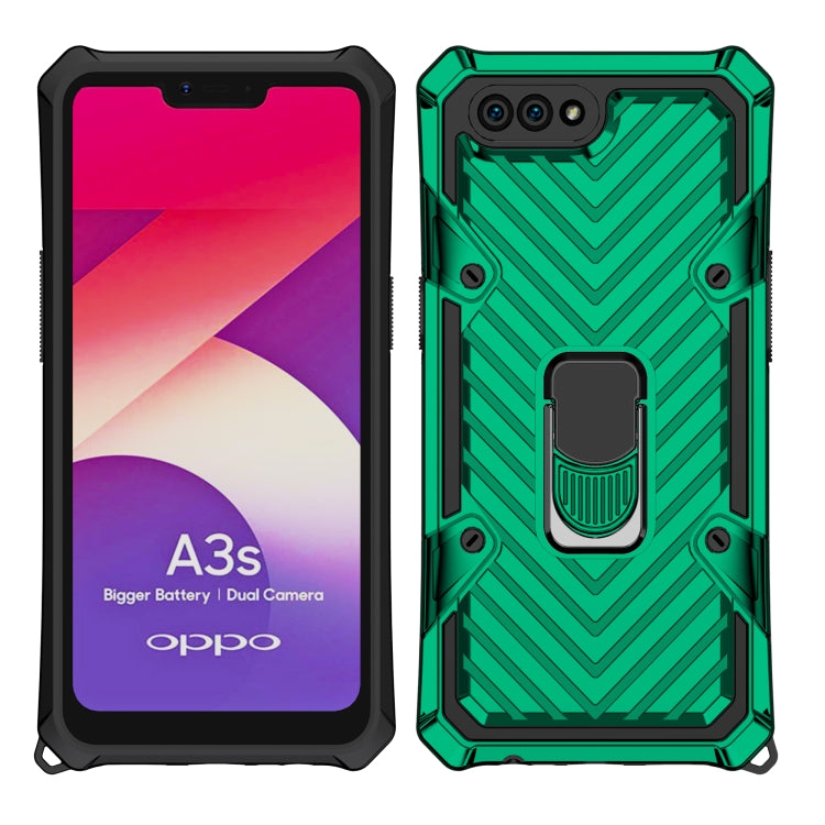 For OPPO A3s / A5 (AX5) Cool Armor PC + TPU Shockproof Case with 360 Degree Rotation Ring Holder