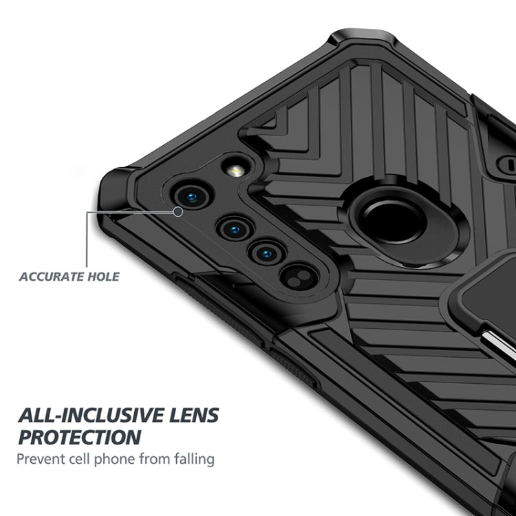 For Motorola Moto G8 Cool Armor PC + TPU Shockproof Case with 360 Degree Rotation Ring Holder