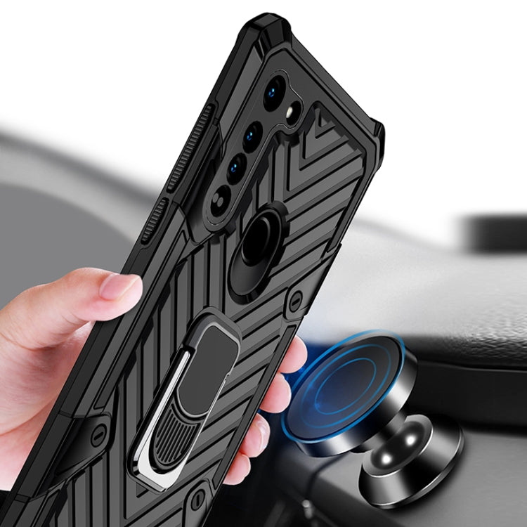 For Motorola Moto G8 Cool Armor PC + TPU Shockproof Case with 360 Degree Rotation Ring Holder