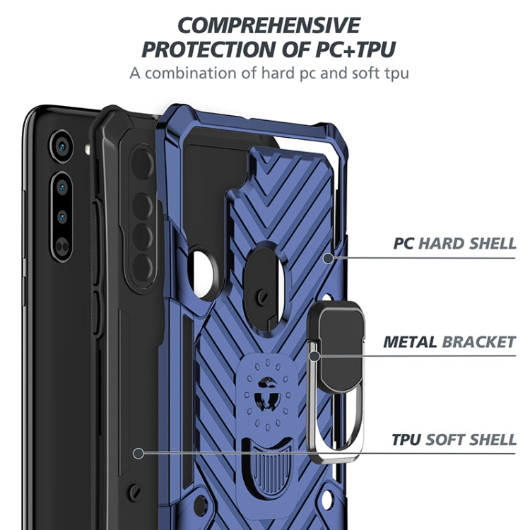 For Motorola Moto G8 Cool Armor PC + TPU Shockproof Case with 360 Degree Rotation Ring Holder