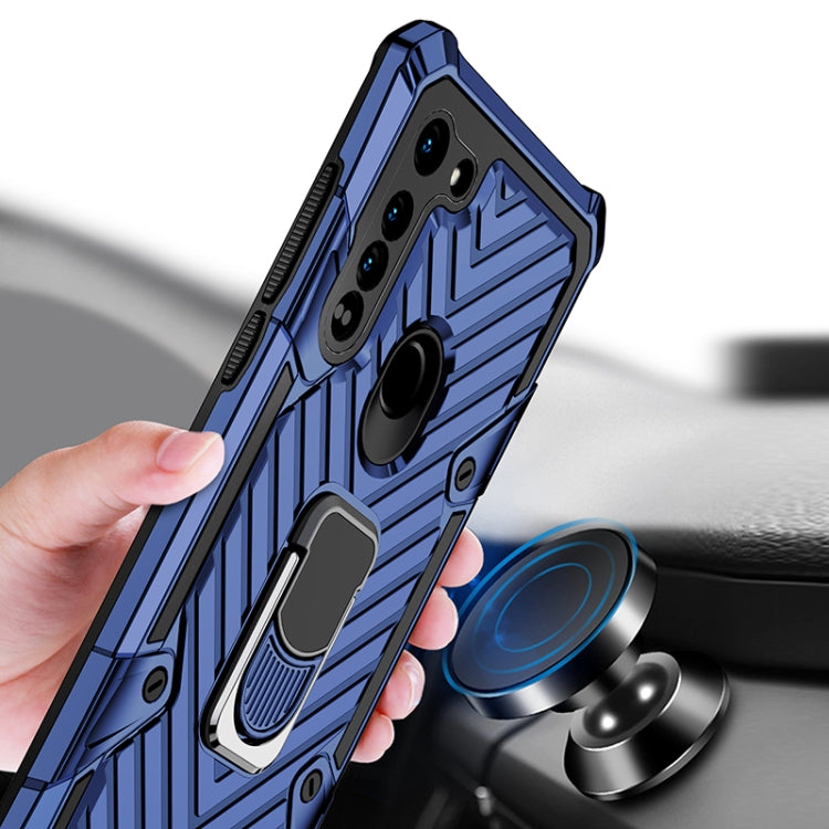 For Motorola Moto G8 Cool Armor PC + TPU Shockproof Case with 360 Degree Rotation Ring Holder