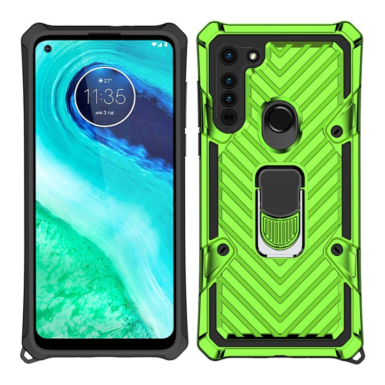 For Motorola Moto G8 Cool Armor PC + TPU Shockproof Case with 360 Degree Rotation Ring Holder