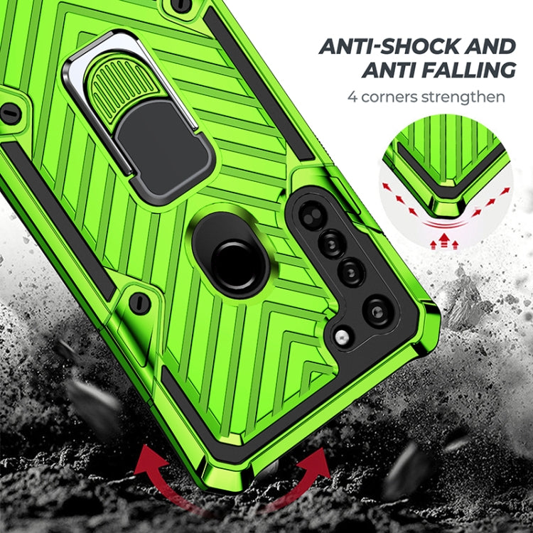 For Motorola Moto G8 Cool Armor PC + TPU Shockproof Case with 360 Degree Rotation Ring Holder