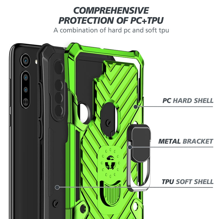For Motorola Moto G8 Cool Armor PC + TPU Shockproof Case with 360 Degree Rotation Ring Holder