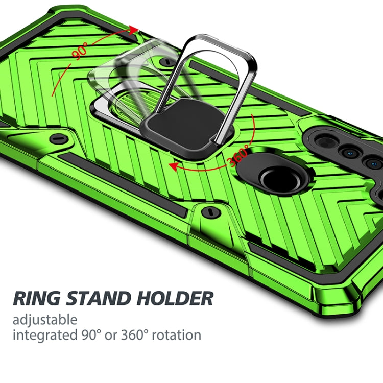 For Motorola Moto G8 Cool Armor PC + TPU Shockproof Case with 360 Degree Rotation Ring Holder
