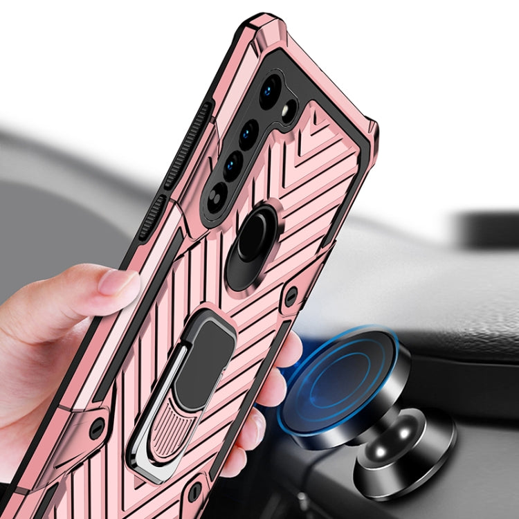 For Motorola Moto G8 Cool Armor PC + TPU Shockproof Case with 360 Degree Rotation Ring Holder