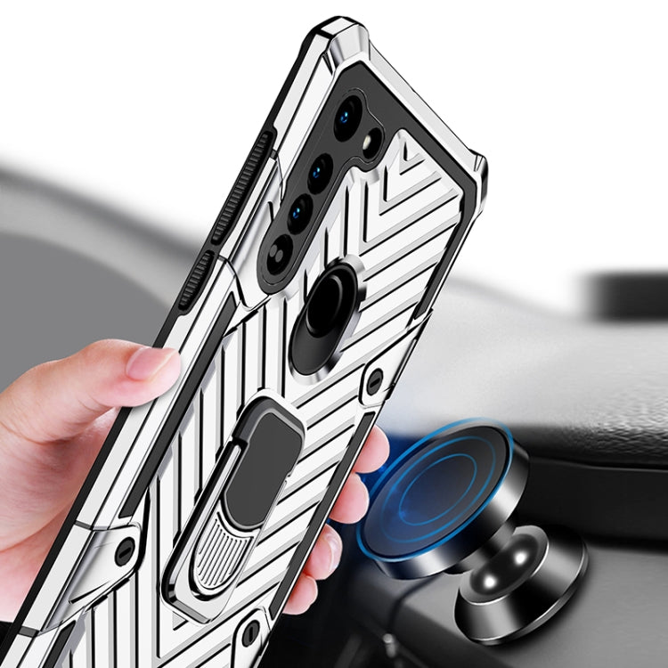 For Motorola Moto G8 Cool Armor PC + TPU Shockproof Case with 360 Degree Rotation Ring Holder