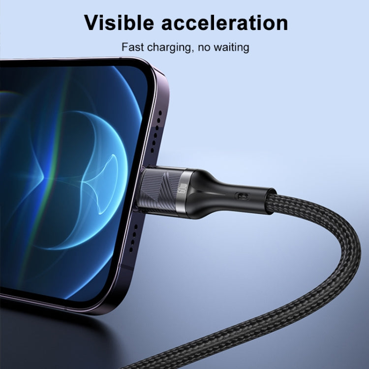 Yesido CA165C 60W USB + USB-C / Type-C to USB-C / Type-C 2 in 1 Fast Charging Data Cable, Length:1.2m - Black