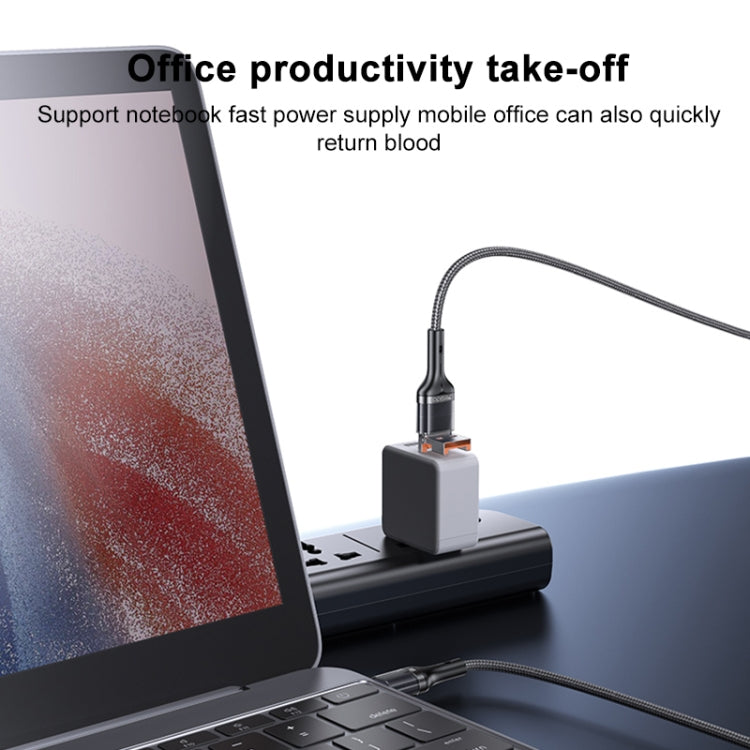 Yesido CA165C 60W USB + USB-C / Type-C to USB-C / Type-C 2 in 1 Fast Charging Data Cable, Length:1.2m - Black